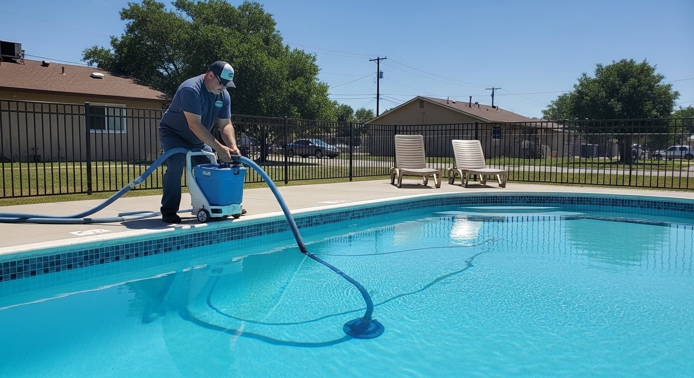 Clean residential pool after service in Turlock, CA